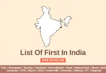 List Of First In India